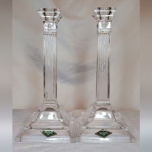 Shannon Crystal Greek Roman Column Candle Holder Set